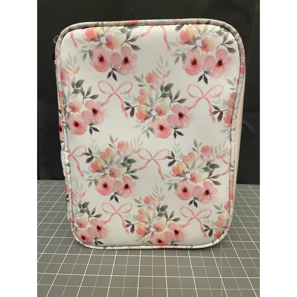 Simply Gilded Love Story Floral Deluxe Zip Storage Ribbon Pencil Pen Case Pouch